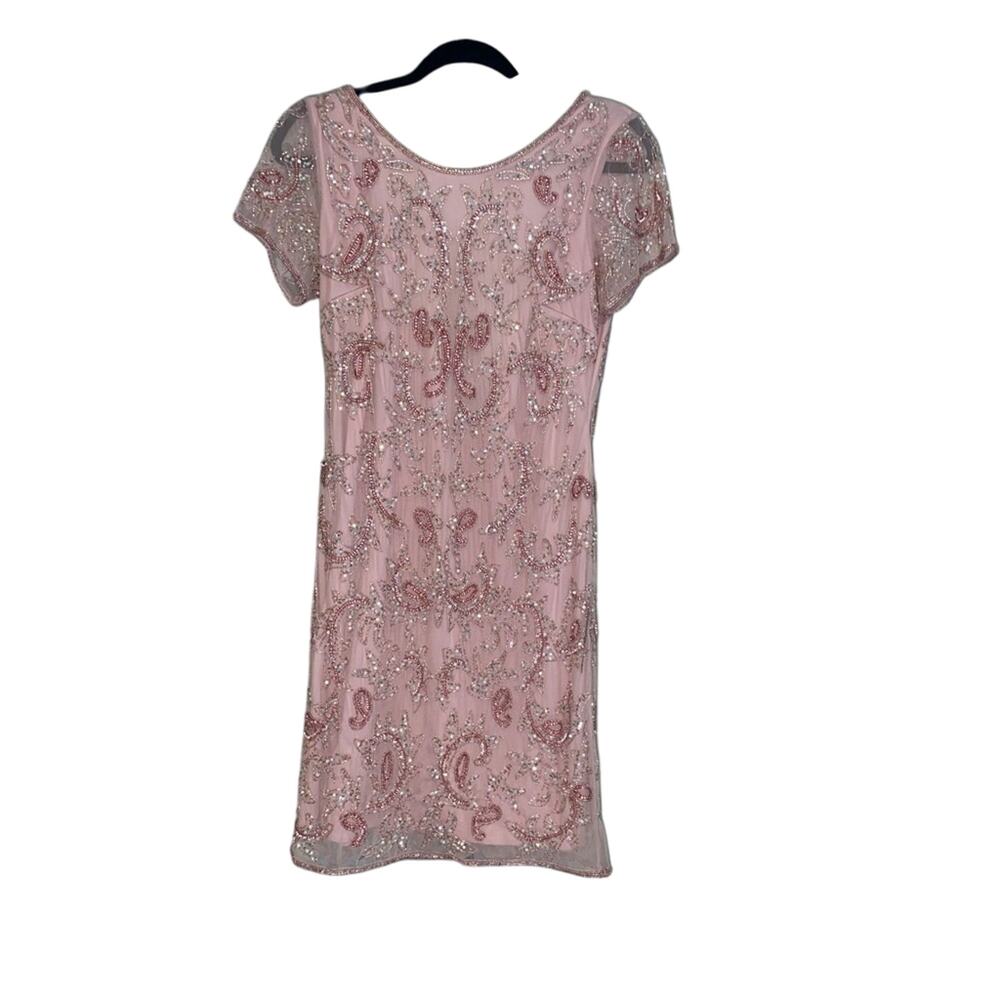 Pisarro Nights Mesh Beaded Cocktail Dress - Powdery Pink - Picture 3 of 12